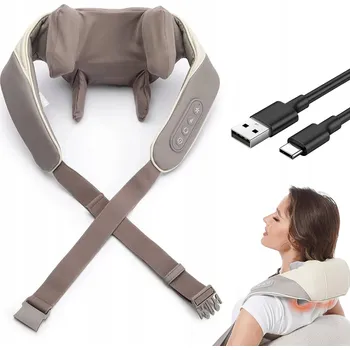 Masážní přístroj BEZDRÁTOVÝ MASÁŽNÍ PŘÍSTROJ NA KRK, ŠÍJI A ZÁDA SHIATSU MASÁŽNÍ PÁS S NAHŘÍVÁNÍM