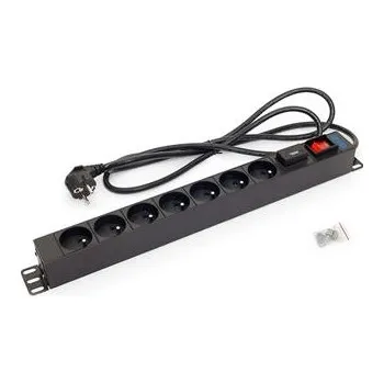 Rozvaděč 19",7xCZ zás.vypínač,bleskojistka, 2m,RAL9005,FLEX