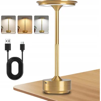 Lampička Bezdrátová stmívatelná LED stolní lampa do restaurace - zlatá