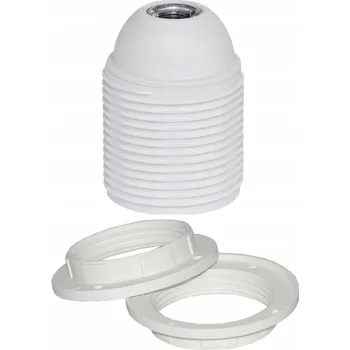 Objímka na žárovku Objímka E27 ZÁVITOVÁ šroubovací kroužek matice patice žárovky BÍLÁ