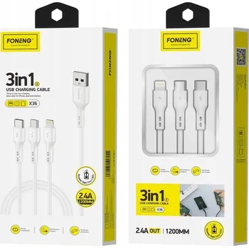 Datový kabel Sada kabelů USB – USB typ C / microUSB / Lightning FONENG