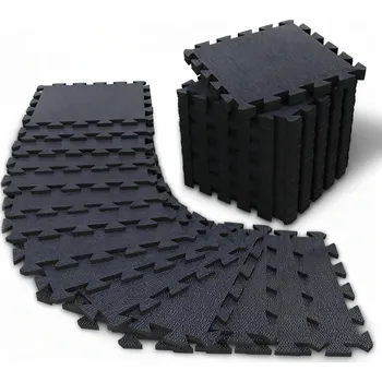 NEOLYMP Sada podlahových rohoží – 18 dílů puzzle, 27 okrajů, gymnastická podložka 18 ČERNÁ