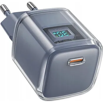 Nabíječka Acefast A53 PD 30W GaN USB-C s displejem - šedá