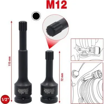 Gola hlavice KS Tools 515.0595 Souprava speciálních silových nástrčných ořechů s bitem 1/2", mnohozub, 2dílná