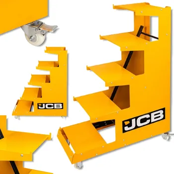 regál JCB mobilní vystavovací regál 5 polic, nosnost 300 kg, 135 × 100 × 40 cm, 4 kolečka