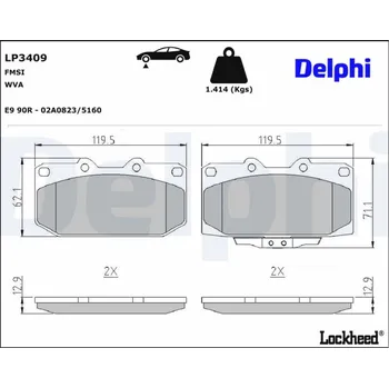 Brzdový systém Sada brzdových destiček, kotoučová brzda DELPHI LP3409
