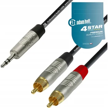 Audio kabel Adam hall K4 YWCC 0600 6m Kabel audio 3,5 mm na 2 x RCA, černý/stříbrný