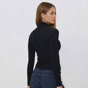 Dámské tričko Reserved - Tričko s dlouhým rukávem a rolákem - černý - 037HT-99X - 037HT-99X-S