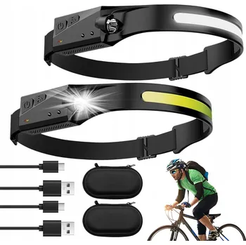 ČELOVKA LED NABÍJECÍ ČELOVÁ SVÍTILNA POPRUH USB S ČIDLEM POHYBU