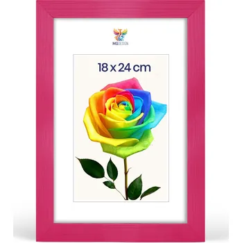 Obraz Rámeček na fotografie 18 x 24 cm, růžový, z přírodního dřeva