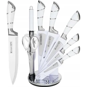 Kuchyňský nůž WEISS sada 9 kuchyňských nožů, otočný blok, nerezová ocel