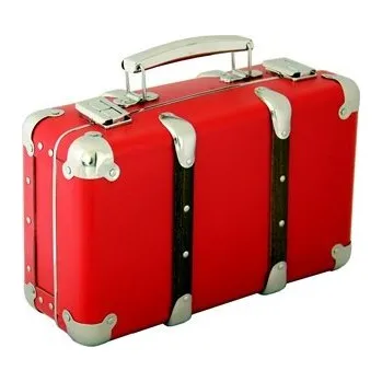 Retro mini nýtovaný kufr - ČERVENÝ (SLEVA-VADA)