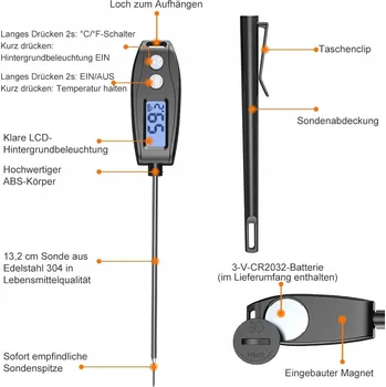Kuchyňský teploměr Kuchyňský teploměr s sondou Glangeh
