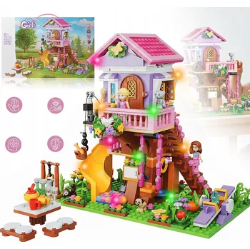 ostatní stavebnice DOMEK NA DRZEWIE STAVEBNICE S OSVĚTLENÍM DÁREK K NAROZENINÁM