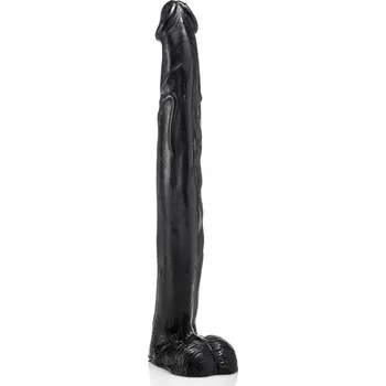 Dildo HardToys Chris, dlouhé černé vinylové anální dildo 47,5 x 5–6 cm