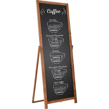 Kancelářský nábytek Dřevěný poutač s černou tabulí 440x1370 - Tmavě hnědý