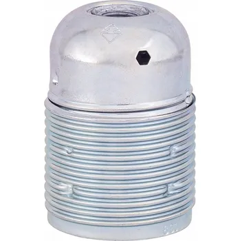 Objímka na žárovku Objímka E27 závitová kovová s otvor M10x1 patice žárovky STŘÍBRNÁ POZINK