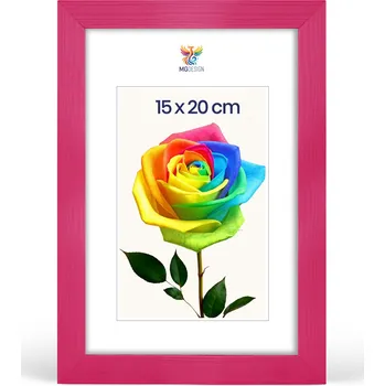 Obraz Rámeček na fotografie 15 x 20 cm, růžový, z přírodního dřeva