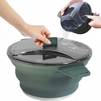 Hrnec PŘENOSNÝ SKLÁDACÍ HRNEC KOMPAKTNÍ MALÝ S POKLICÍ IDEÁLNÍ NA VAŘENÍ NA CESTÁCH