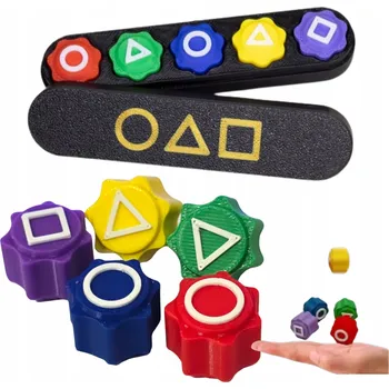 Příslušenství k deskovým hrám KOSTIČKY PRO KOREJSKOU HRU GONGGI GONGI SQUID GAME + HÁZECÍ KOSTIČKY DÁREK + KRABIČKA