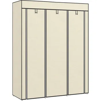 Šatní skříň HOMCOM Látková šatní skříň, úložné řešení, 8 polic, 2 tyče na oblečení, krémově bílá