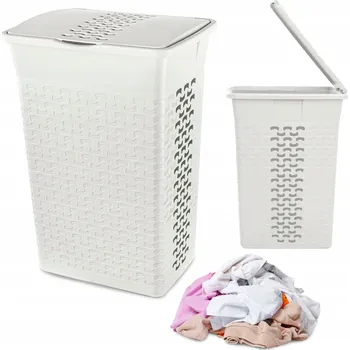 Koš na prádlo KOŠ NA PRÁDLO SAMOSTOJÍCÍ DO KOUPELNY 55 L BÍLÝ