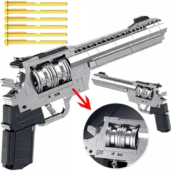ostatní stavebnice SADA STAVEBNICE REVOLVER 428 DÍLKŮ - STŘÍLÍ 6 NÁBOJŮ