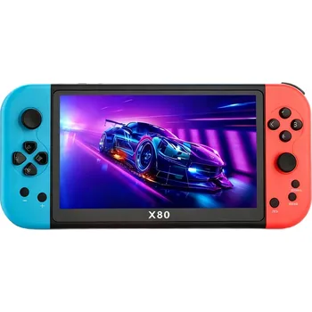 Herní konzole PŘENOSNÁ HERNÍ KONZOLE X80 S 10000 RETRO HRAMI MINI 16GB TV HRA 7"