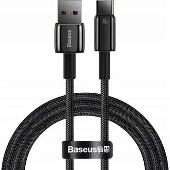 Datový kabel Baseus Tungsten Gold USB-A - USB-C kabel 480Mb/s 100W 1m černý CAWJ000001
