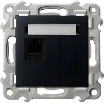 Elektrická zásuvka SZAFIR Telefonní zásuvka jednoduchá černá metalíza GPT-1Z/m/33