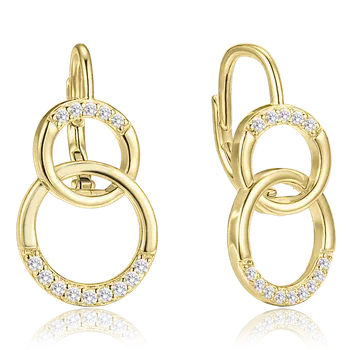 Náušnice 4294 MINET Luxusní pozlacené stříbrné náušnice s bílými zirkony