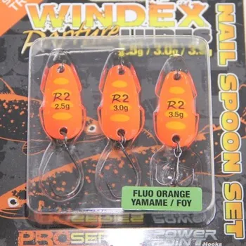 Umělá nástraha Rapture Set Plandavek Windex SG Nail Spoon Fluo Orange Yamame 2,8cm 2,5g -3,5g