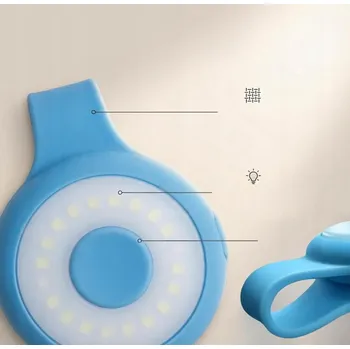 IP kamera LED Lampa pro Videokonference s Klipem na Telefon/Laptop, 3 Režimy, 2000mAh