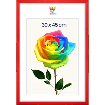 Obraz Rámeček na fotografie 30 x 45 cm oranžový, z přírodního dřeva