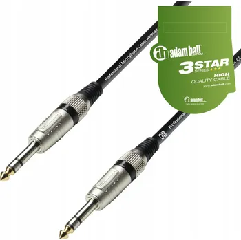 Audio kabel Adam hall K3 BVV 0300 3m 6,35mm TRS - 6,35mm TRS Černý/Stříbrný audio kabel