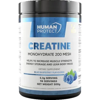 Kreatin HUMAN PROTECT Kreatin 500g Malina - Kreatin Monohydrát s příchutí Maliny