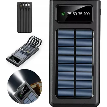 Powerbanka POWERBANK 20000MAH SOLÁRNÍ NABÍJEČKA NOUZOVÁ LED DISPLEJ KOMPAKTNÍ ČERNÝ