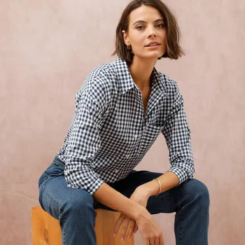 Dámská košile Dlouhá košile s vichy kostkou nám. modrá/bílá 50