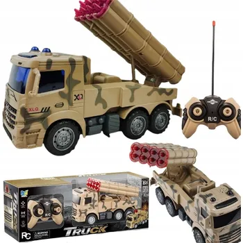 autíčko NÁKLADNÍ AUTO VOJENSKÉ VOZIDLO NA DÁLKOVÉ OVLÁDÁNÍ RAKETOMET RAKET ZVUK LED
