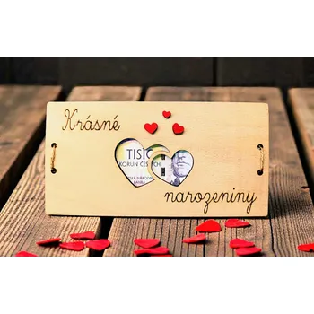 Dřevěná karta/přání na peníze k narozeninám 9