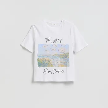 Dámské tričko Reserved - Bavlněné tričko s potiskem - bílá - 070HT-00X - 070HT-00X-XS