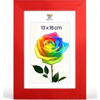 Obraz Rámeček na fotografie 13 x 18 cm červený, z přírodního dřeva