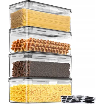 Dóza na potraviny DÓZY NA POTRAVINY 3,2L SADA 4 KUSŮ PLASTOVÉ KUCHYŇSKÉ NÁDOBY BEZ BPA