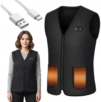 Pánská vesta VYHŘÍVANÁ VESTA BEZ RUKÁVŮ ZIMNÍ BUNDA UNISEX USB POWERBANK XXL
