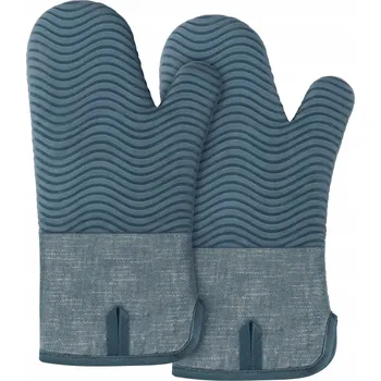 Chňapka BONTHEE Dlouhé kuchyňské rukavice ochranné bavlněné modré 2 ks