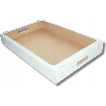 Obalový materiál Kartonová tácka na koblihy, koláče, 400x300x100 [mm], bílá, balení 50 kusů