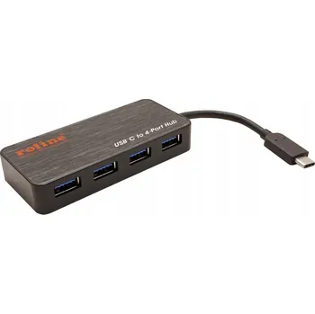 USB hub USB Hub 4x USB 3.2 Gen 1 s napájením a USB-C kabelem 5 Gbit/s