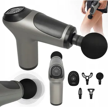 Masážní přístroj Masážní Přístroj 1200 mAh se 4 hlavami ABS šedo-černý