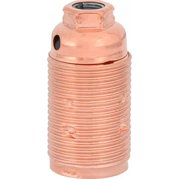 Objímka na žárovku Objímka E14 kovová s vnějším závitem, patice žárovky ocel POVRCHOVĚ UPRAVENÁ MĚDÍ