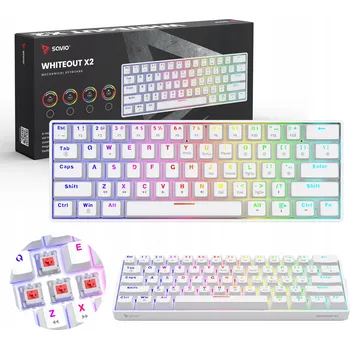 Klávesnice Mechanická klávesnice Savio Whiteout X2 bílá